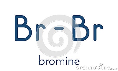 Elemental bromine Br2 molecule. Skeletal formula. Vector Illustration