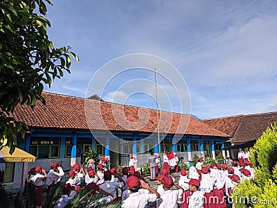 elementary school flag ceremony Editorial Stock Photo