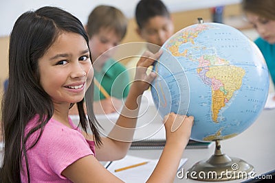 Elementary school geography class Stock Photo