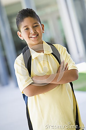 Elementary school pupil outside Stock Photo