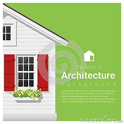 Elements of architecture background with a small house Vector Illustration