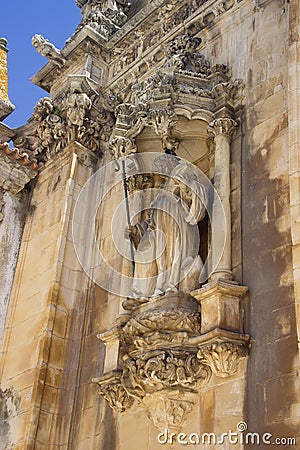 Elements of the architecture of the monastery of Santa Maria de AlcobÃ¡s. Stock Photo