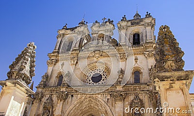 Elements of the architecture of the monastery of Santa Maria de AlcobÃ¡s. Stock Photo