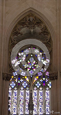 Elements of the architecture of the monastery of Santa Maria de AlcobÃ¡s. Stock Photo