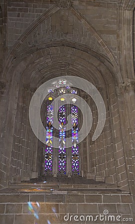 Elements of the architecture of the monastery of Santa Maria de AlcobÃ¡s. Stock Photo