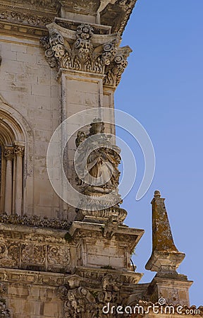 Elements of the architecture of the monastery of Santa Maria de AlcobÃ¡s. Stock Photo