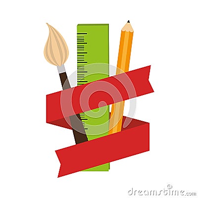 Elements art school with ribbon Vector Illustration