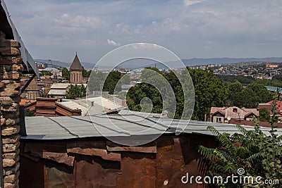 Elements of buildings, church and mountains Stock Photo