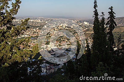 Elements of buildings, church and mountains Stock Photo