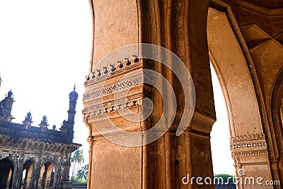 Elements of a decor of a tomb and the mosque `Ibrahim Roza` Stock Photo
