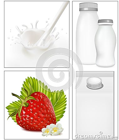 Elements for design of packing milk dairy. Vector Illustration