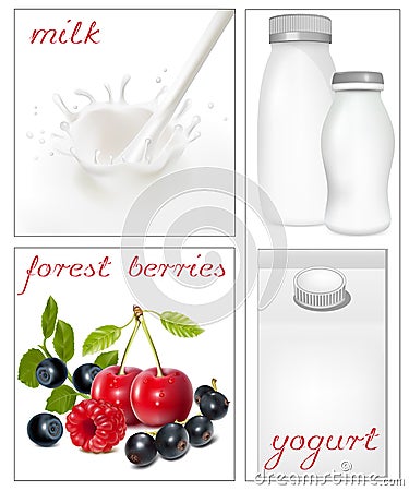 Elements for design of packing milk dairy. Milky s Vector Illustration