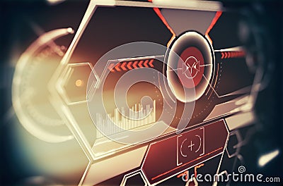 Elements for HUD interface. Illustration for your design. Technology background.Futuristic user interface Cartoon Illustration