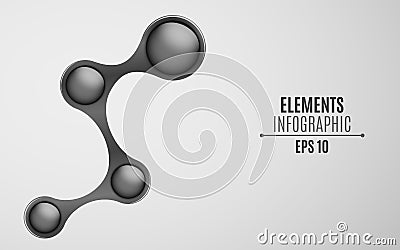 Elements for infographics in the style metaball. An empty space for your web, business projects. Glossy glossy balls in black. Vec Cartoon Illustration