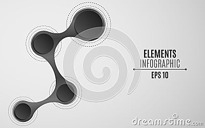 Elements for infographics in the style metaball. An empty space for your web, business projects. Paper circles are black with a sh Cartoon Illustration