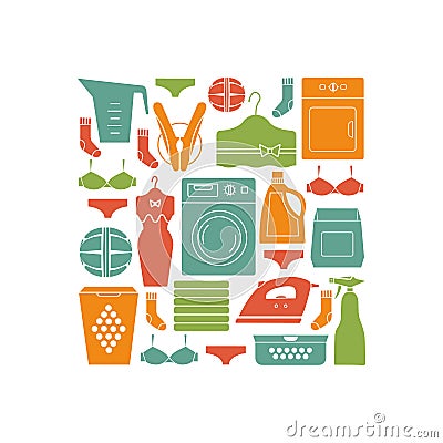 Elements of laundry. Vector Illustration