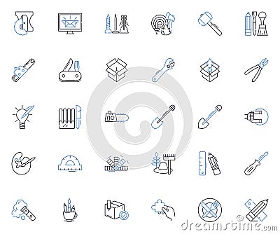 Elements line icons collection. Oxygen, Hydrogen, Carbon, Nitrogen, Calcium, Iron, Magnesium vector and linear Vector Illustration