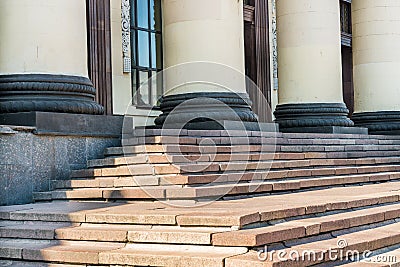 Elements of pillars and steps, Train Station, Kharkov, Ukraine Stock Photo