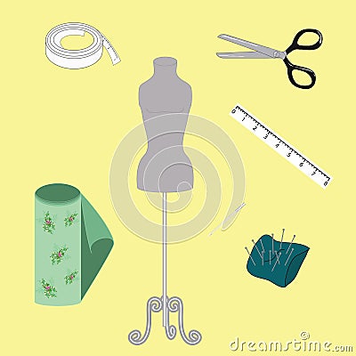 Elements of sewing design Stock Photo