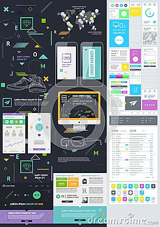 Elements of User Interface for Web Design Vector Illustration