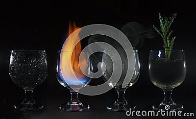 4 elements water fire earth air Stock Photo