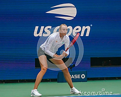 Elena Rybakina of Kazakhstan during practice at the 2023 US Open at Billie Jean King National Tennis Center in New York Editorial Stock Photo