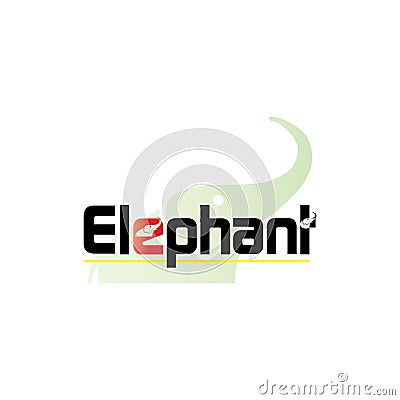 Elephant Abstract Vector Logo Template, Sign or Icon. Elephant Head Incorporated in the Letter E. Negative Space Concept with Mode Stock Photo