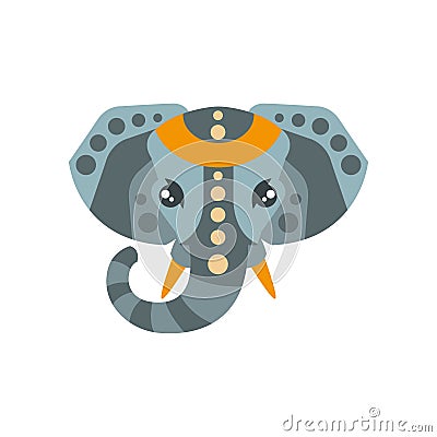 Elephant African Animals Stylized Geometric Head Vector Illustration