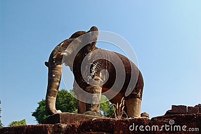 Elephant at Angkor Wat Stock Photo