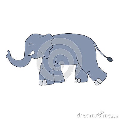 Elephant animal is walking tame faced Vector Illustration
