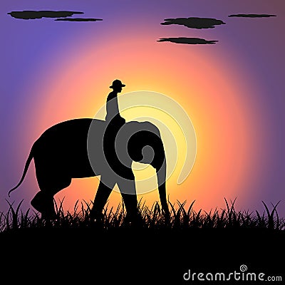 elephant Asia walking, graphics disign vector Illustration Stock Photo