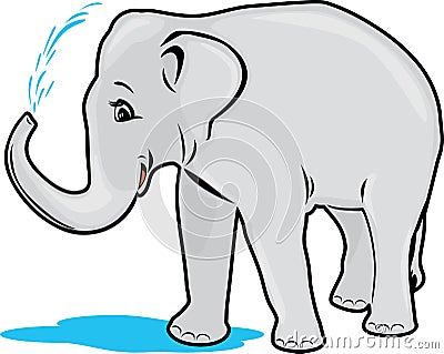 Elephant bathing Vector Illustration