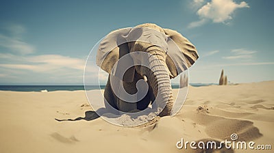 Elephant On The Beach: A Narrative-driven Visual Storytelling Experience Stock Photo