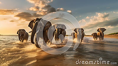 Elephant Beach Party. Generative AI Stock Photo