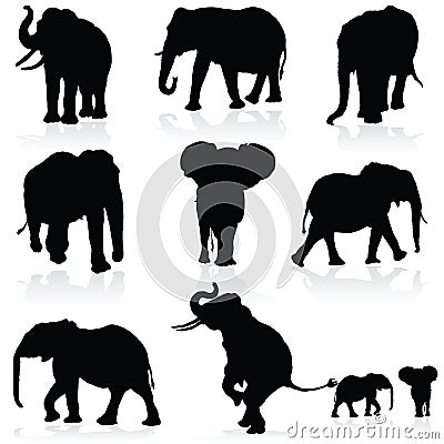 Elephant black art black silhouette Vector Illustration