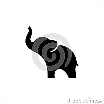 Elephant black silhouette isolated on white background Vector Illustration