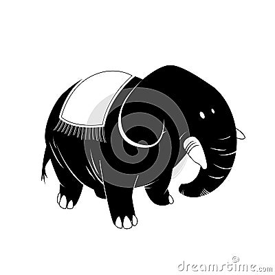 Elephant - black & white animal series Vector Illustration