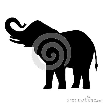 Elephant cartoon silhouette icon forest elephant asian elephant african bush with large ears vector illustration isolated on white Vector Illustration