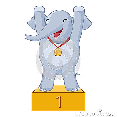 Cartoon elephant the winner Vector Illustration