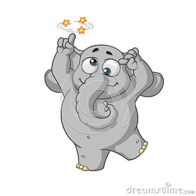 Elephant. Character. Gone crazy. Insane. Big collection of isolated elephants. Vector Illustration