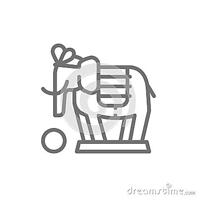 Elephant, circus animal show line icon. Vector Illustration