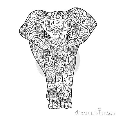 Elephant coloring book for adults vector Vector Illustration