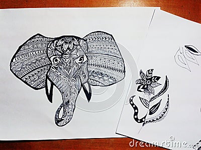 Elephant drawing Stock Photo