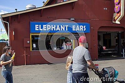 elephant ears carnival snack vendor sign Editorial Stock Photo