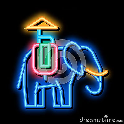 Elephant For Excursions neon glow icon illustration Vector Illustration