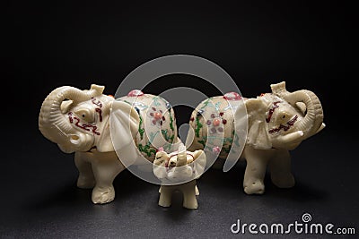 Elephant family white. Stock Photo