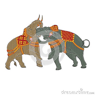 Elephant fighting vector.EPS10 Vector Illustration