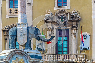 Elephant fountain in Catania, Sicily, Italy Editorial Stock Photo