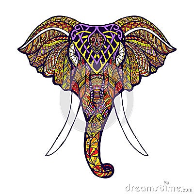 Elephant Head Colored Vector Illustration