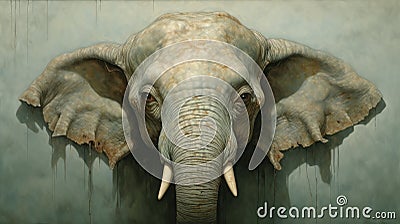 Gigantic Scale Elephant Head Painting With Eerily Realistic Details Stock Photo